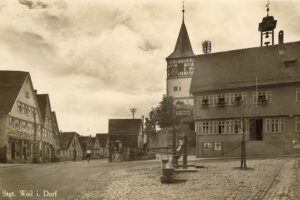 Oswaldkirche und das historische Rathaus (1941)